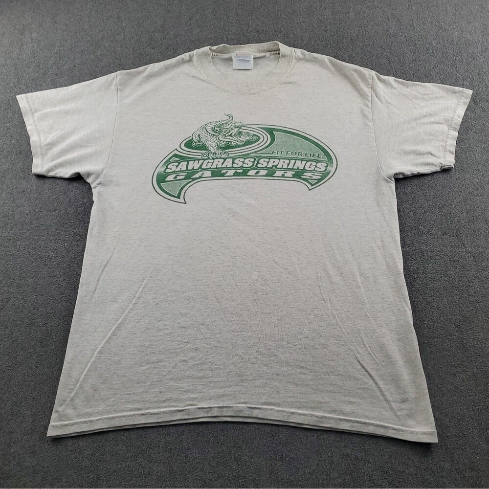 Vintage Sawgrass Springs Gators Tshirt Men's Size Large Gray Fit for life Hanes